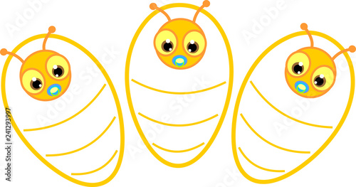 Cartoon swaddled babies bee isolated on white background