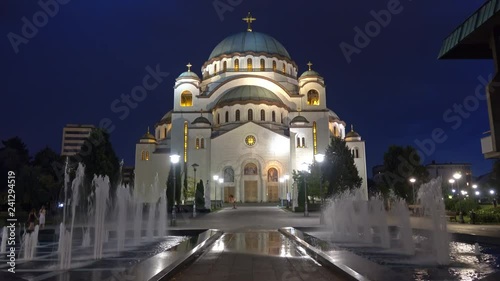 Cathedral of Saint Sava at night, Belgrade, Serbia, 4k
