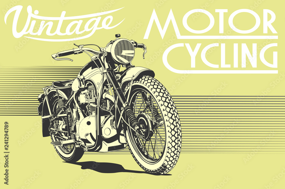 Obraz premium ilustracja rocznika motocykla