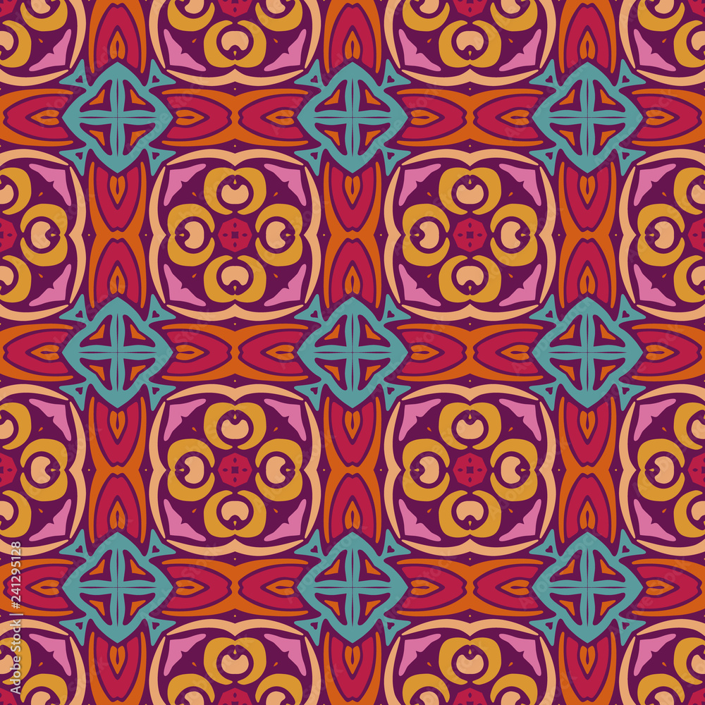 Geometric ethnic pattern for fabric. Abstract geometric mosaic vintage seamless pattern ornamental.