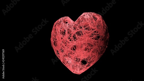 abstract image of heart in the form of a starry sky or space, consisting of points and lines, stars and the universe. Blood donation or World heart day 29 September medical wireframe concept. 3D
