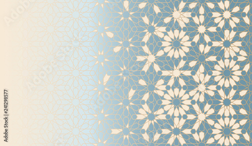 Tile repeating vector border. Geometric halftone pattern with color arabesque disintegration