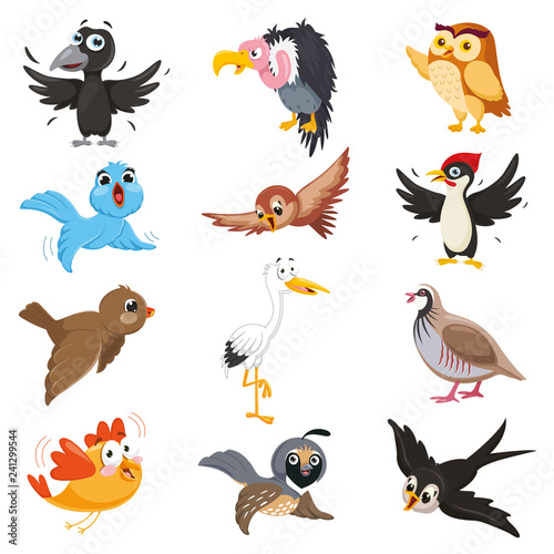 Vector Illustration Of Cartoon Birds
