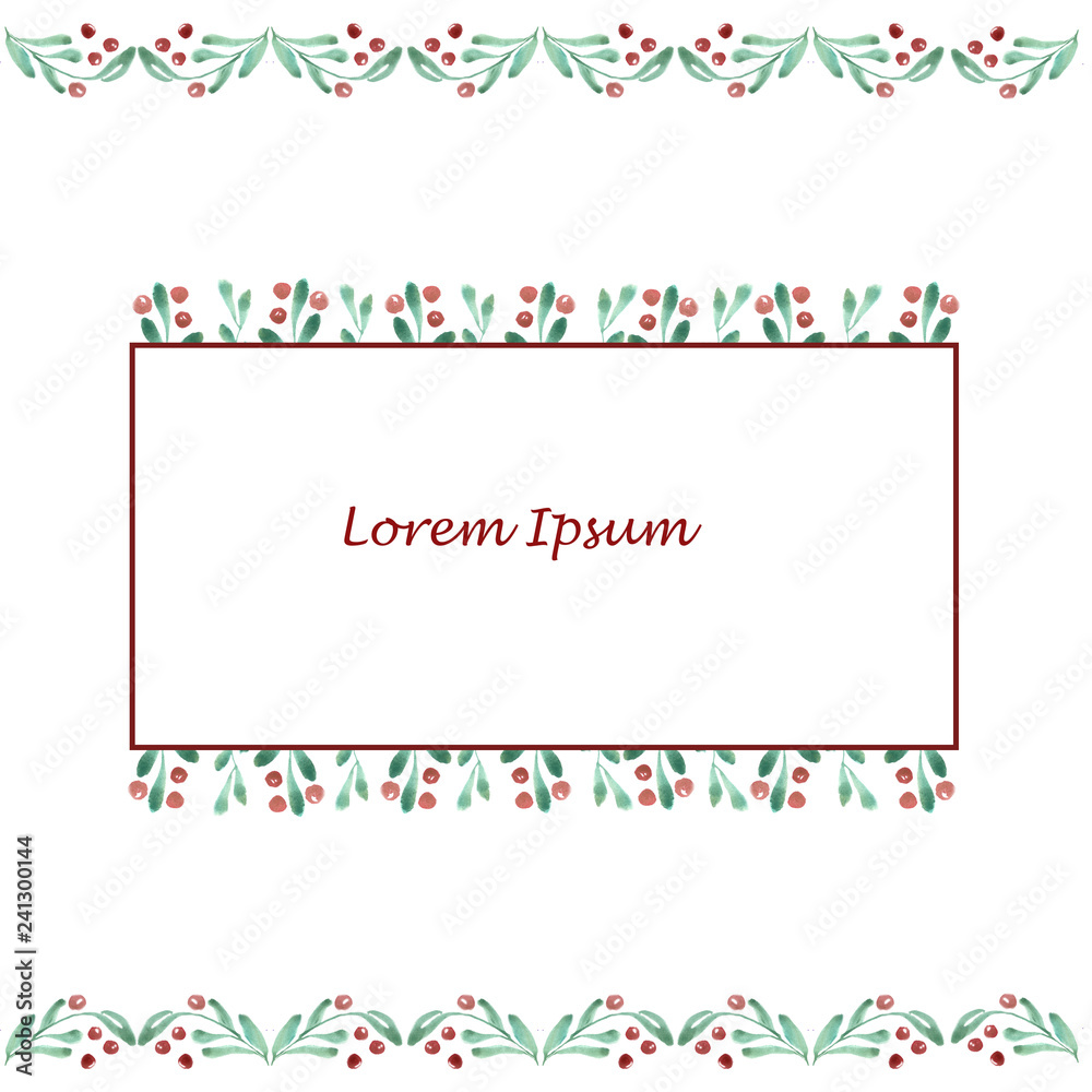 Hand drawn wotercolor floral frame isolated on white background, for design, cards and background.