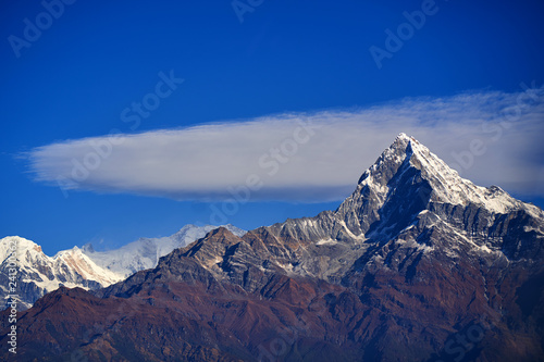 Machapuchare mountain Fishtail in Himalayas range Nepal