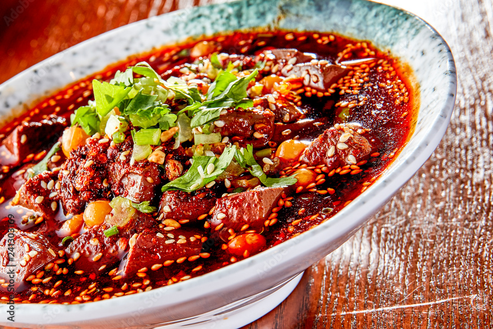Chinese Sichuan cuisine spicy duck blood Chinese Sichuan cuisine spicy duck blood