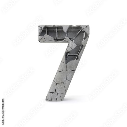 Concrete Number 7 with clipping path photo