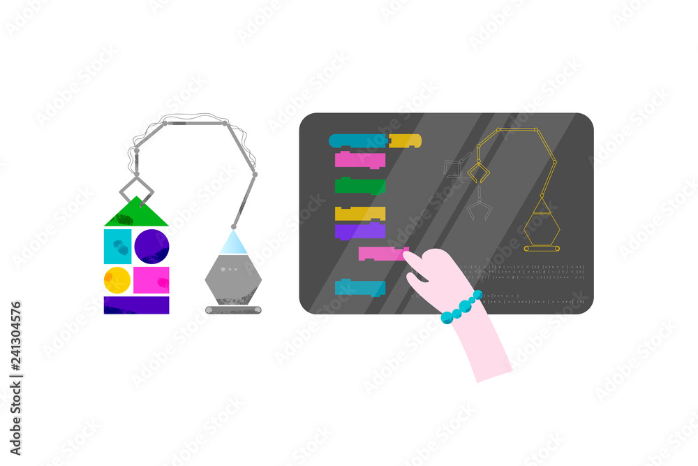 Baby hand on laptop is coding electronic machine. Children coding and ...