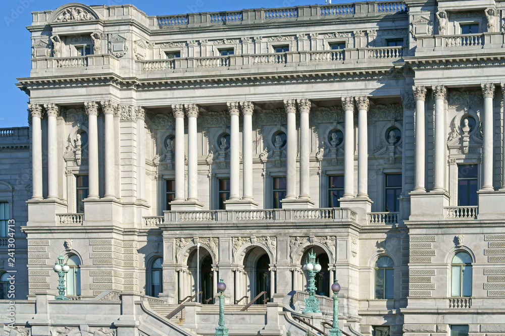 Thomas Jefferson Building (1897) at Library of Congress in Washington, D.C. Fragment