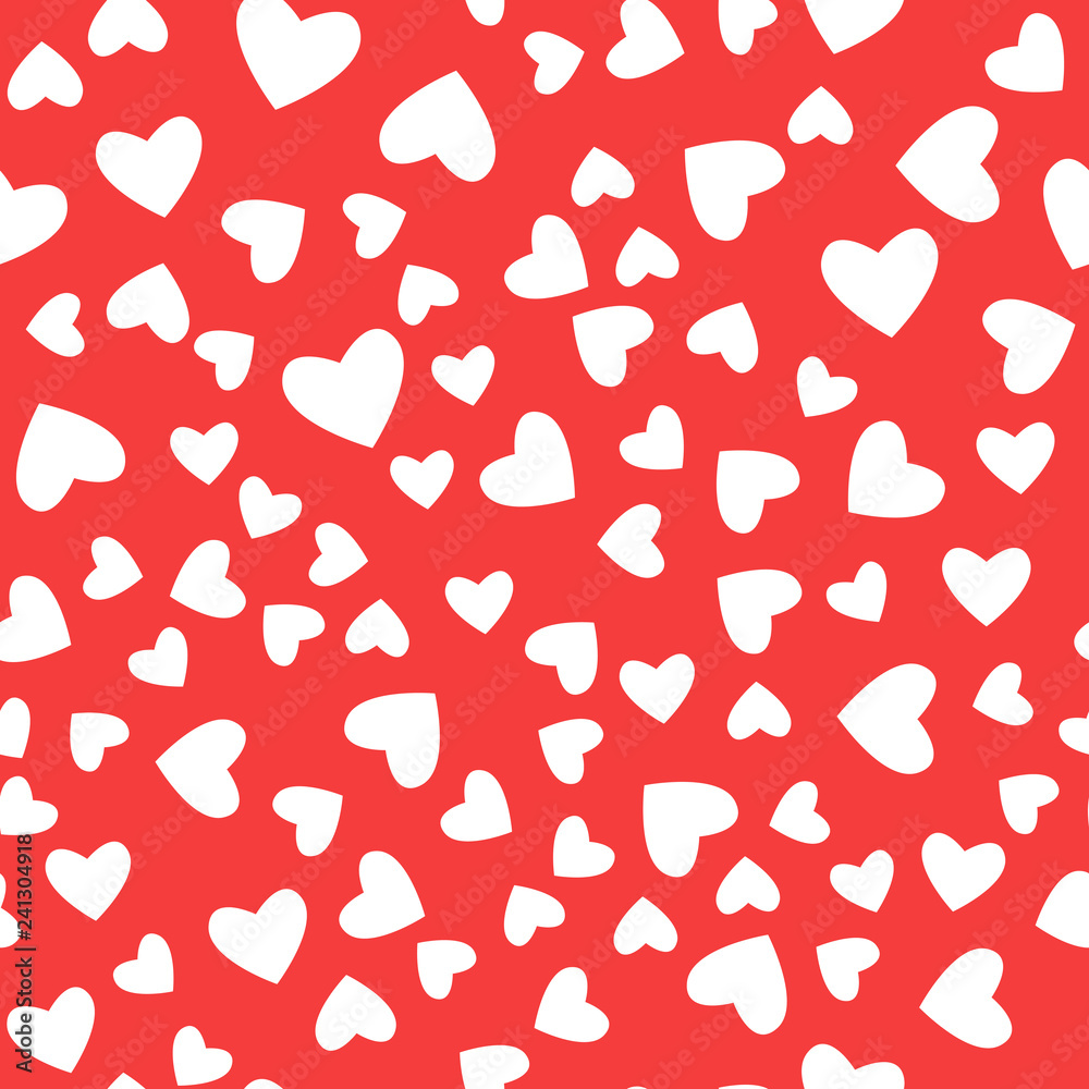 Heart seamess pattern red and white background. Vector design surface Valentines day