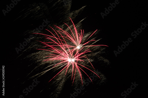 Fireworks light up the sky with display.