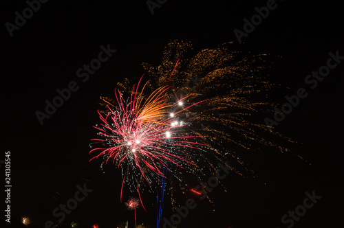 Red and fireworks display.