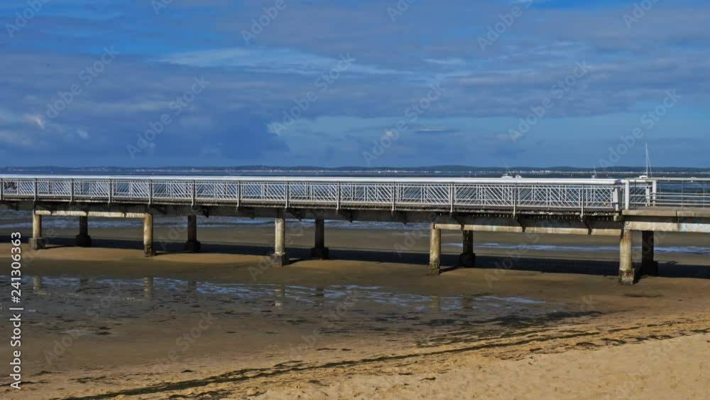 Andernos les Bains, Gironde, Arcachon bay, France. The pier of Andernos-les-Bains is the longest of the basin with its 232 meters.It was built in 1926. Andernos les Bains, Gironde, Arcachon bay, France. The pier of Andernos-les-Bains is the longest of the basin with its 232 meters.It was built in 1926.