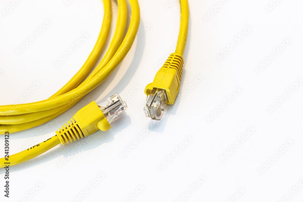 Yellow network connector isolated on white background. Yellow network connector isolated on white background.