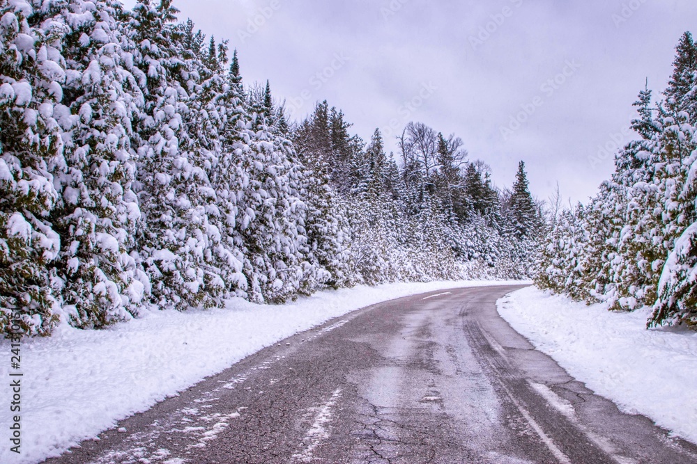 Obraz premium Winter comes to Sault Ste Marie Michigan