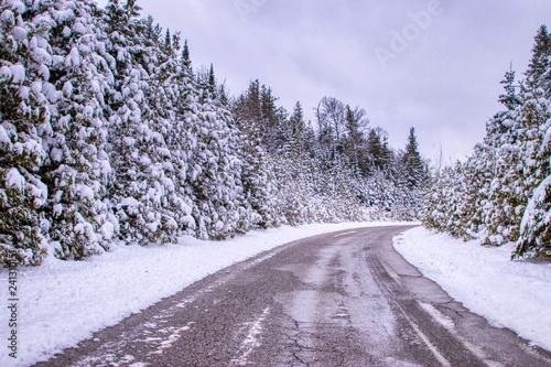 Bild auf Leinwand Winter comes to Sault Ste Marie Michigan