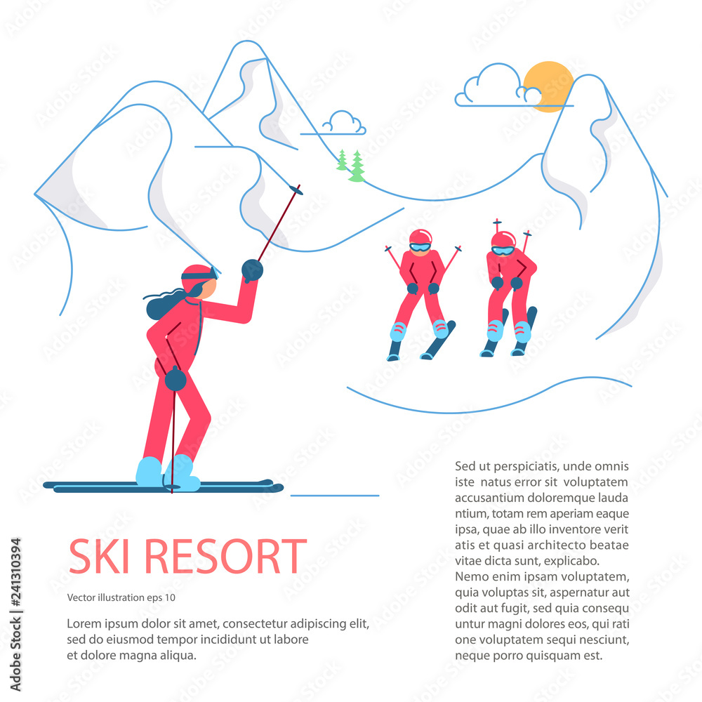 Banner template for Mountain Ski Resort. 