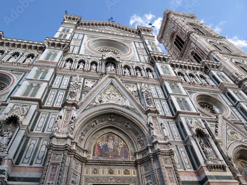 Europe, Italy, Tuscany, Florence, decoration of the  Cathedral of Santa Maria del Fiore can be viewed  endlessly photo
