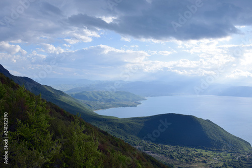 Ohrid Lake, top view. Pogradec, Albania - Macedonia border. © arkadiwna