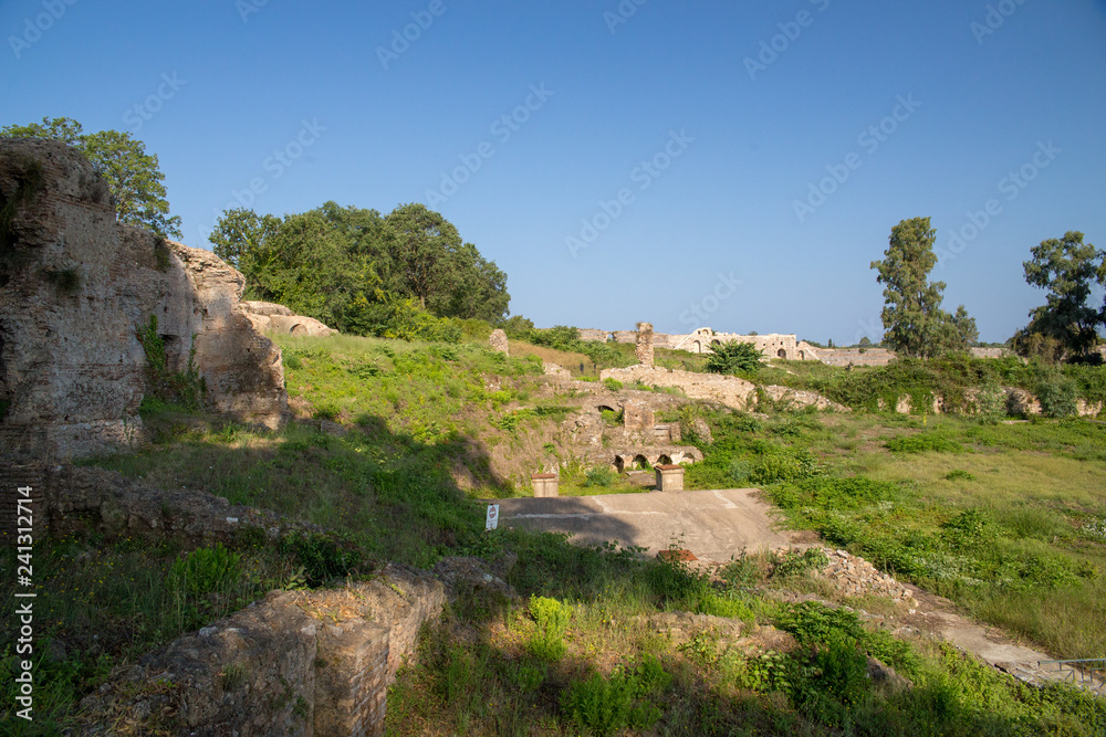 ancient Nikopolis in preveza greece paleochristian church in the castle of Nikolopils culumns mosaics