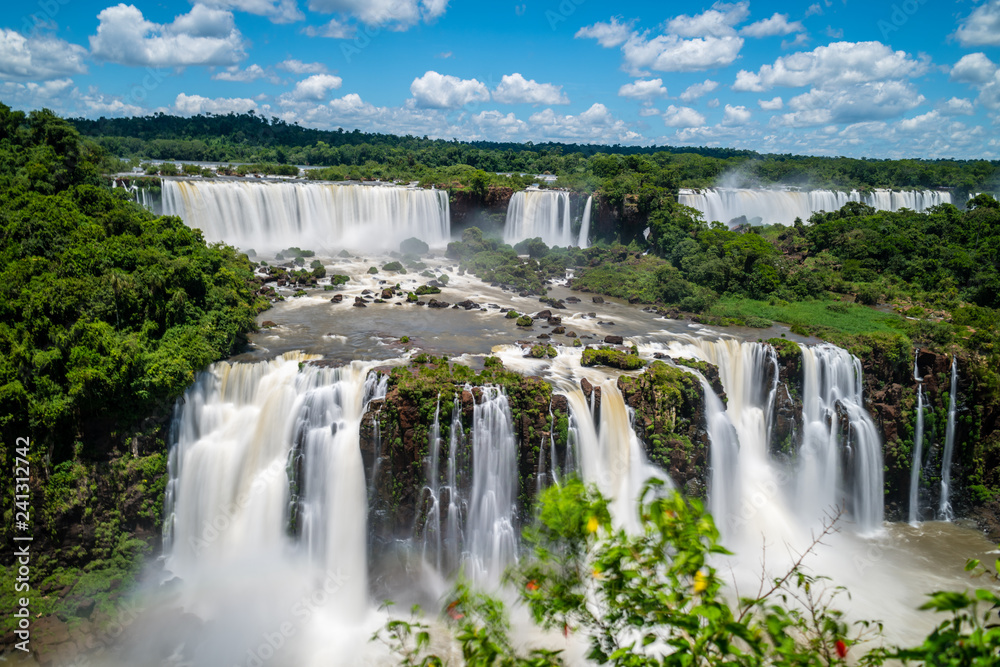 Fototapeta premium Iguazu Falls from Brazil, Waterfall Long Exposure Photo