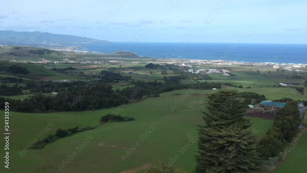 Aerial view green fields in the island of São Miguel. Azores, Portugal. Drone Shot Aerial view green fields in the island of São Miguel. Azores, Portugal. Drone Shot