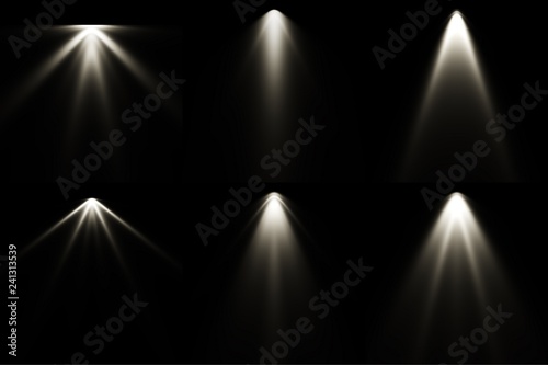 Isolated spotlight effect on black background. Clean photographer studio. Light from the top clipart.