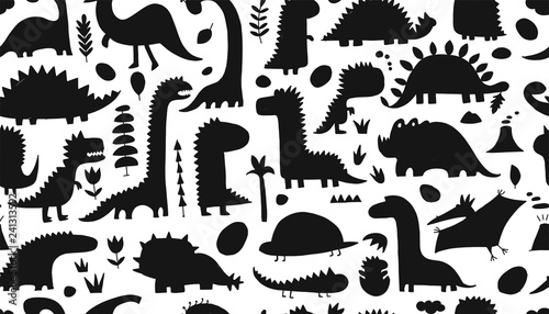 Funny dinosaurs. Seamless pattern for your design © Kudryashka