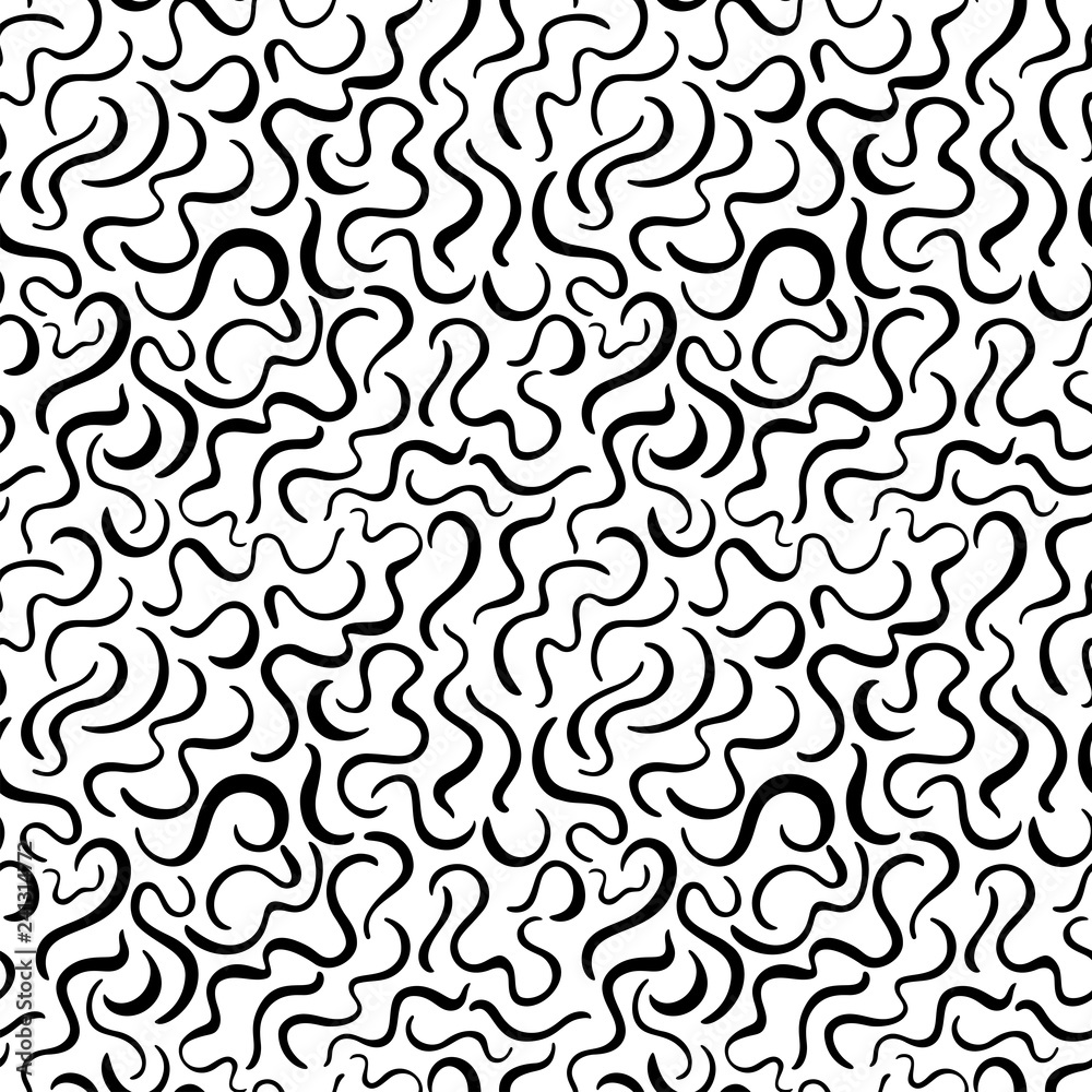 Seamless pattern with waves and curly lines. Abstract simple geometric texture. Seamless pattern with waves and curly lines. Abstract simple geometric texture.