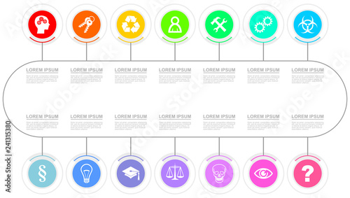 Infographic vector template for business presentation, diagram, workflow concept with 14 options
