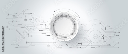 3d design paper with line circle with circuit board. Illustration Abstract modern futuristic, engineering, science, technology background. Hi tech digital connection, communication