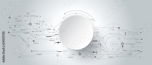 Fototapeta Naklejka Na Ścianę i Meble -  3d design paper with line circle with circuit board. Illustration Abstract modern futuristic, engineering, science, technology background. Hi tech digital connection, communication,