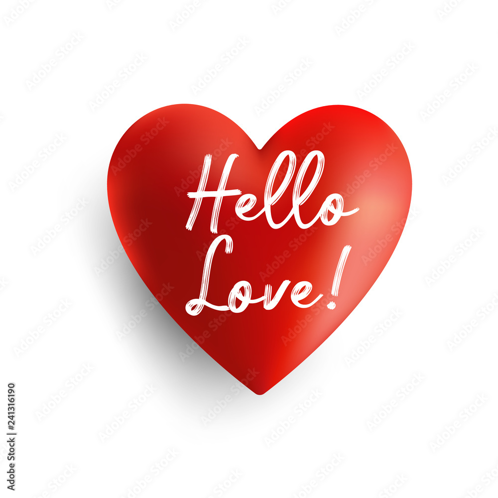 Valentines day background with 3d balloons heart shape,Hello love. Wallpaper, flyers, invitation, posters, brochure, banners on white background.