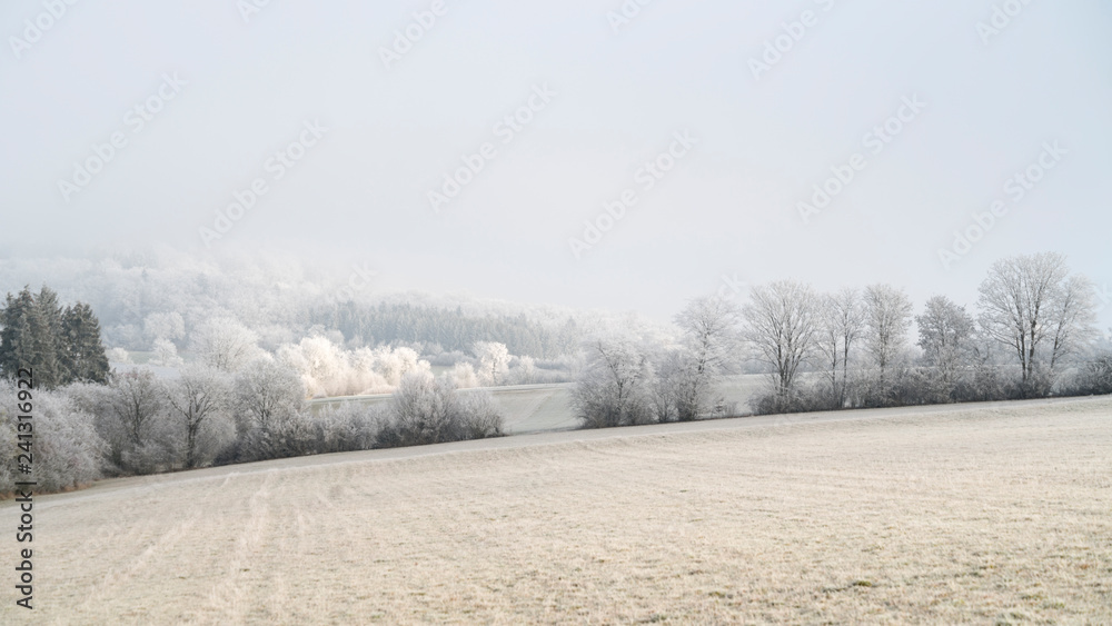 Winterlandschaft an einem kalten Wintermorgen im Dezember Winterlandschaft an einem kalten Wintermorgen im Dezember