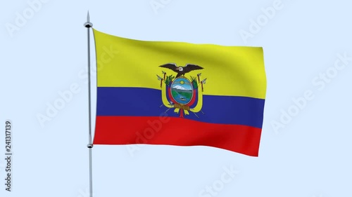 Wallpaper Mural Flag of the country    Ecuador  flutters against the blue sky. 3D rendering Torontodigital.ca