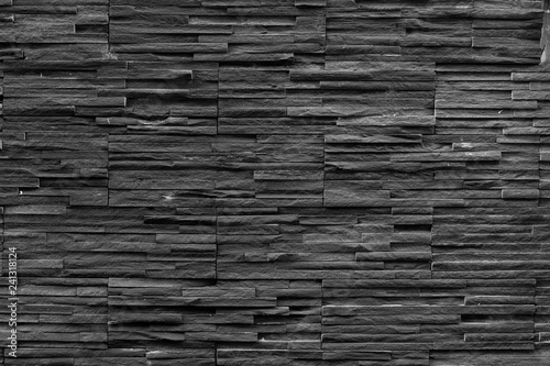 black brick wall of dark stone texture and background