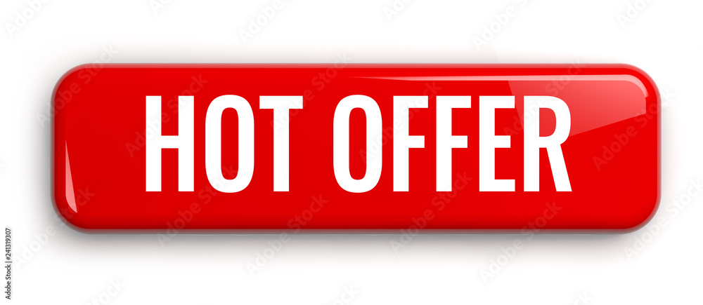 Hot Offer Red Button Isolated on White Hot Offer Red Button Isolated on White
