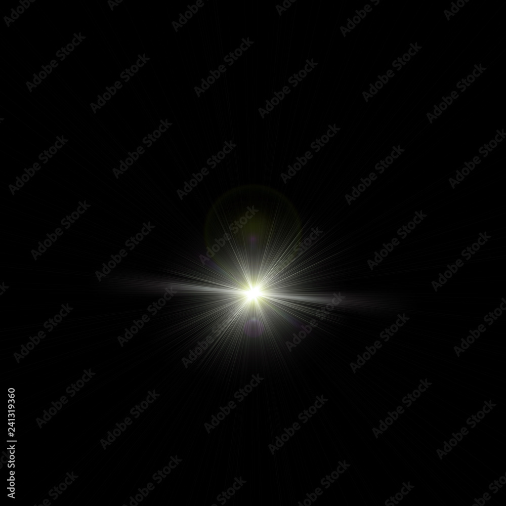 Isolated realistic lens flare visual effect on black night background. Space star. Isolated realistic lens flare visual effect on black night background. Space star.