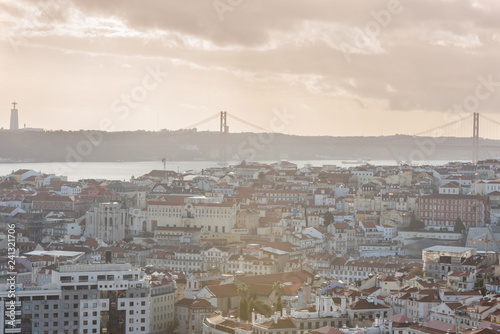 Lisbon aerial panorama view of city centre