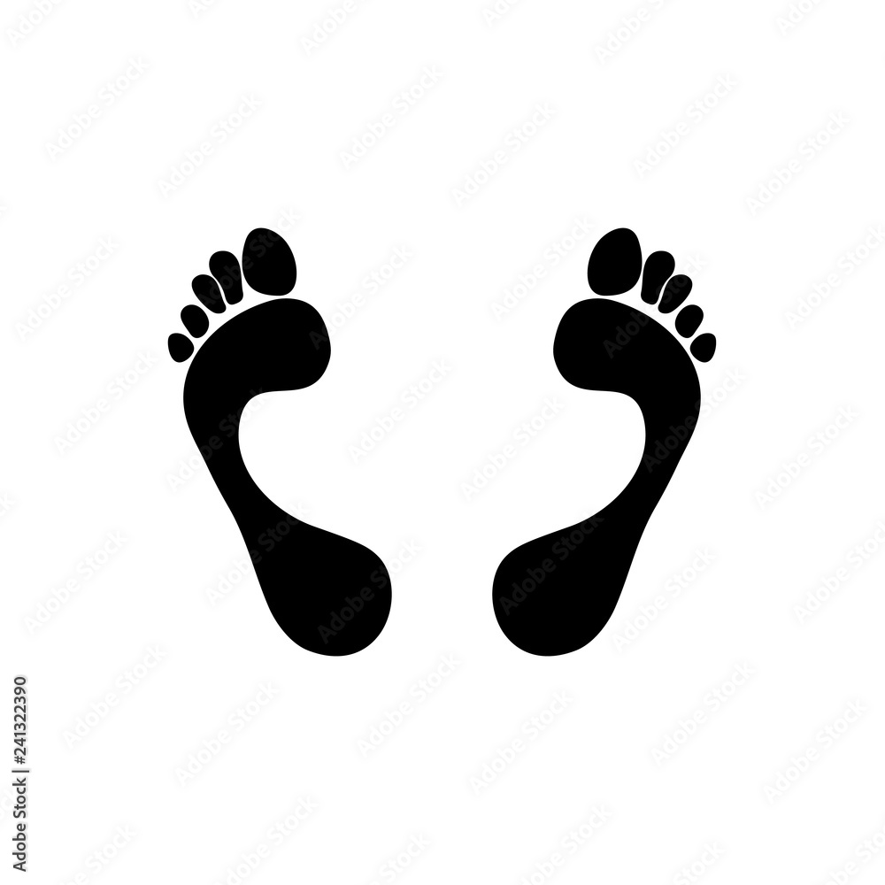 An imprint of two Human feet. Vector object isolated on white background. An imprint of two Human feet. Vector object isolated on white background.
