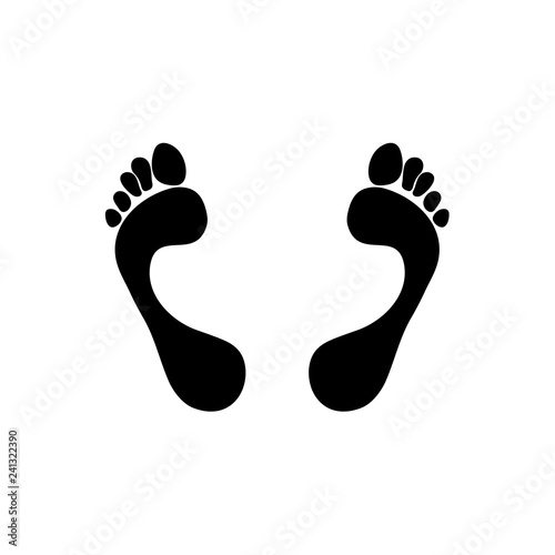 An imprint of two Human feet. Vector object isolated on white background.