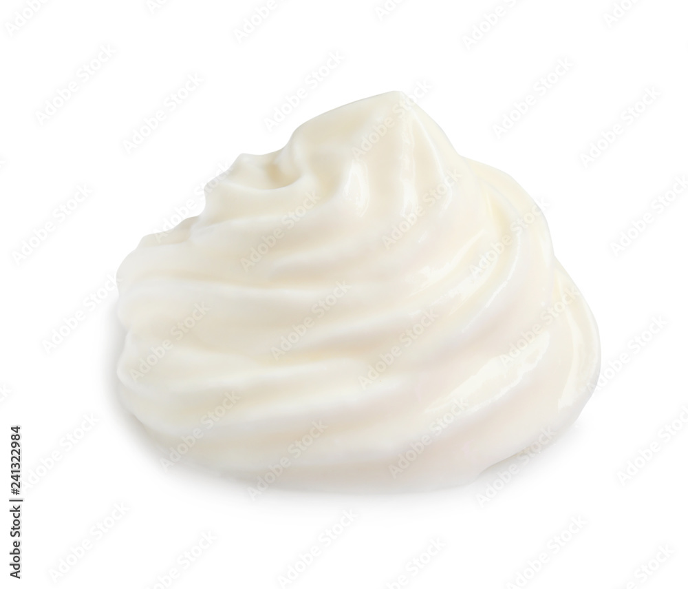 Delicious sour cream on white background. Dairy product Delicious sour cream on white background. Dairy product