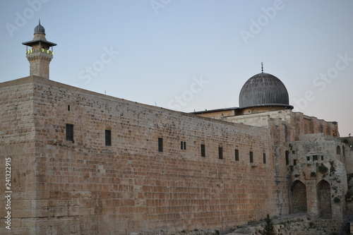Old City of Jerusalem at dusk, Israel, Al Aqsa Mosque at temple mount