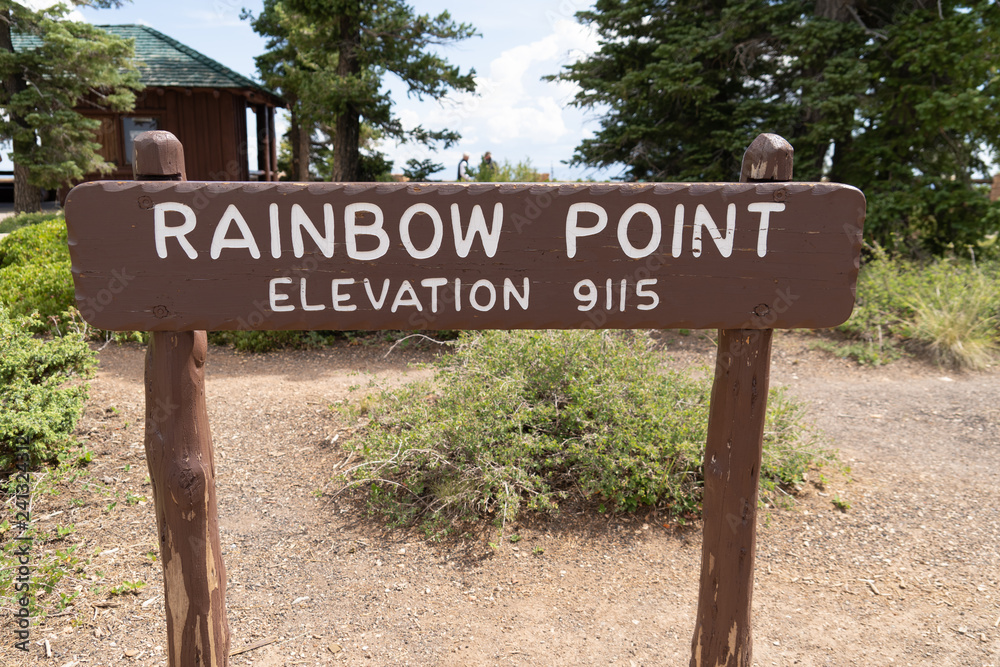 Rainbow Point at Bryce Canyon National Park sign