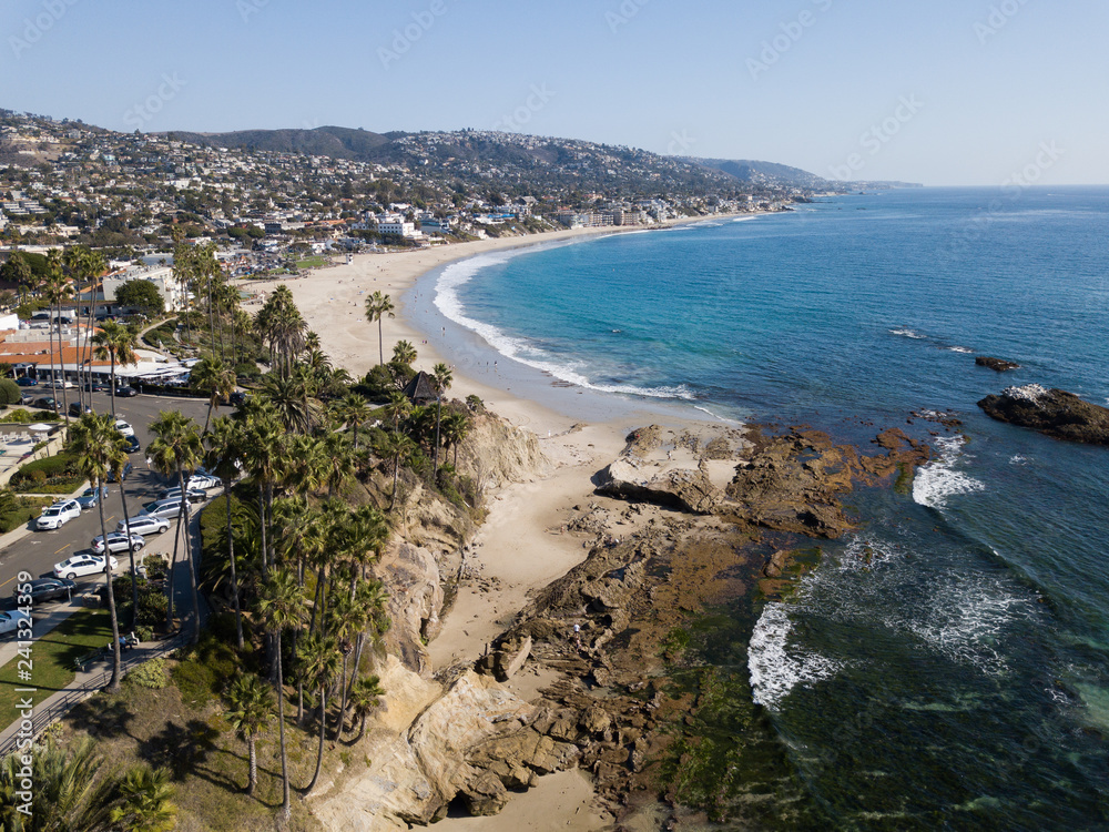 Laguna Beach palm trees aerial ocean landscape views