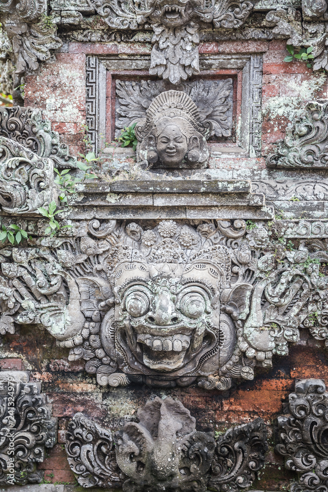 Exterior carving at Saraswati temple in Ubud, Bali