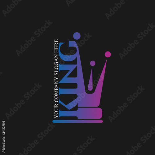 Color gradient flat icon  King crown silhouette on black background. Vector minimal illustration of identity logo for shop, app store, elegant boutique, sign for beauty saloon or emblem for fitness