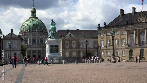 Amalienborg. Residence of the Kingdom of Denmark. Copenhagen. Denmark. 4K.