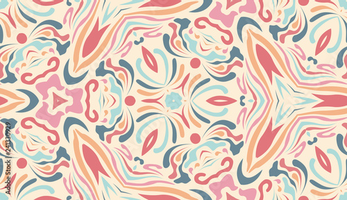 Abstract ethnic pattern in pastel shades. Fragment of design for card, invitation, cover, wallpaper, tile, packaging, background. Tribal ethnic ornament in arabic style.