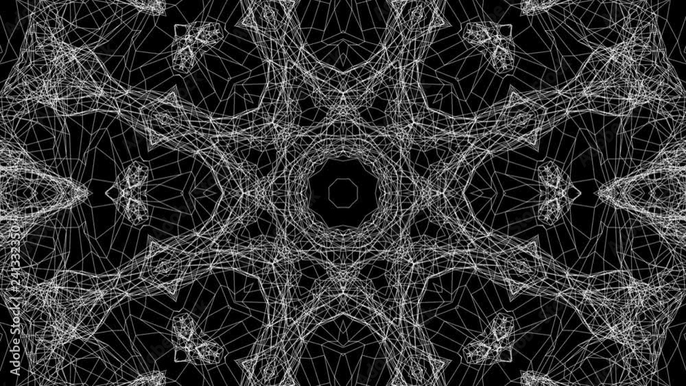 Black white kaleidoscope background. abstract animation. 3d render Black white kaleidoscope background. abstract animation. 3d render